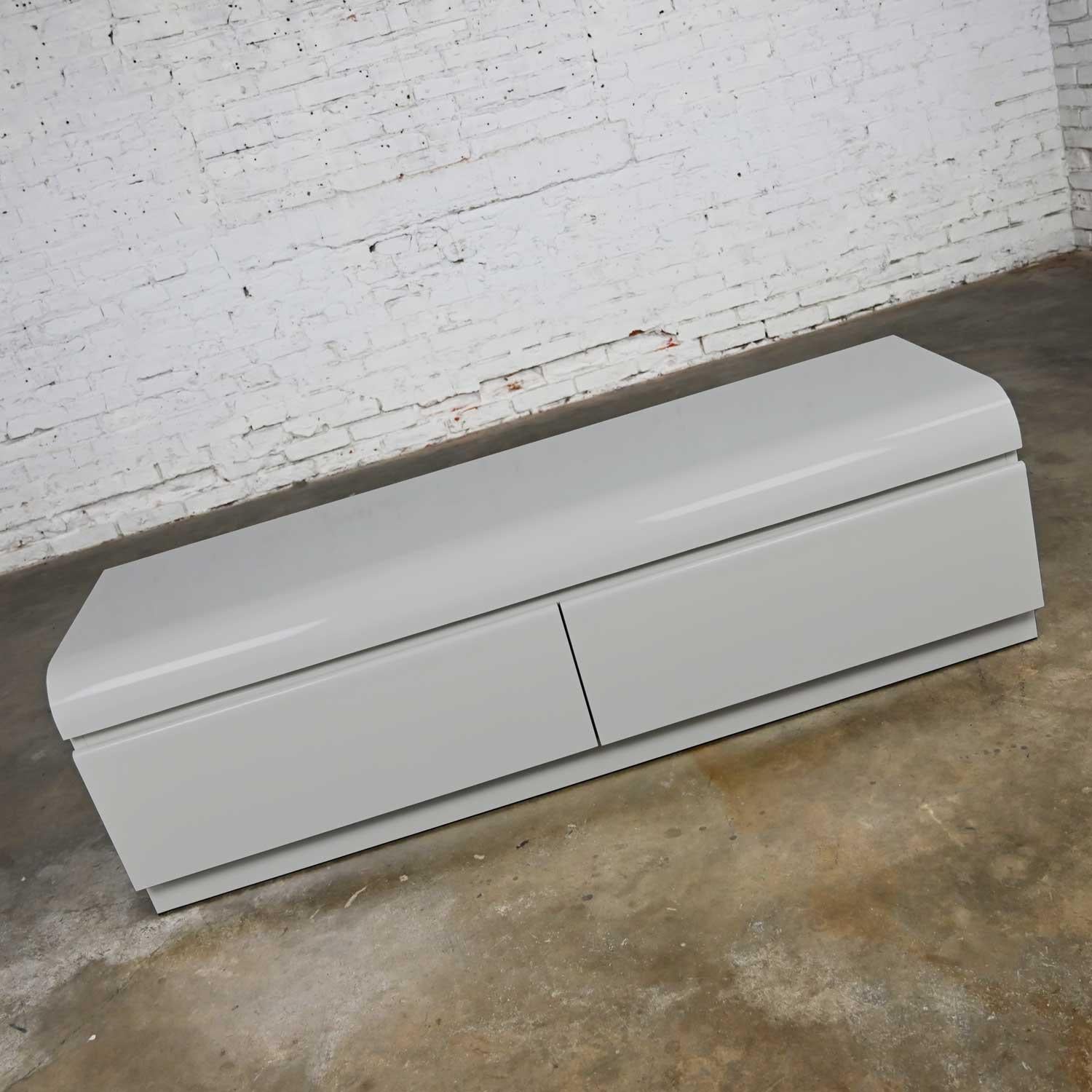 American Modern Custom Built Light Gray Laminate Low 2 Drawer Dresser Bench Seat Storage