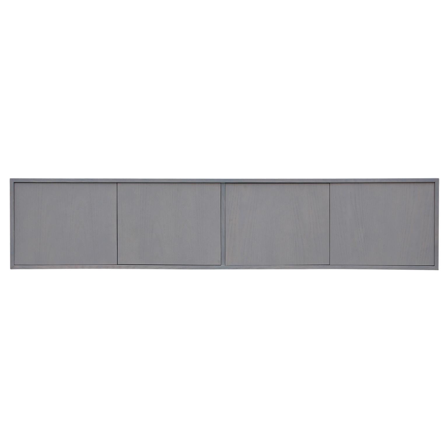 Gorgeous modern custom made-to-order floating sideboard with a grey finish. 