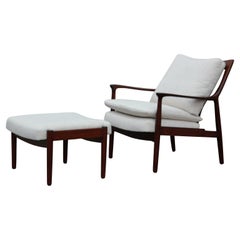 Modern Custom Handmade Danish Style Norm Stoeker Lounge Chair / Ottoman