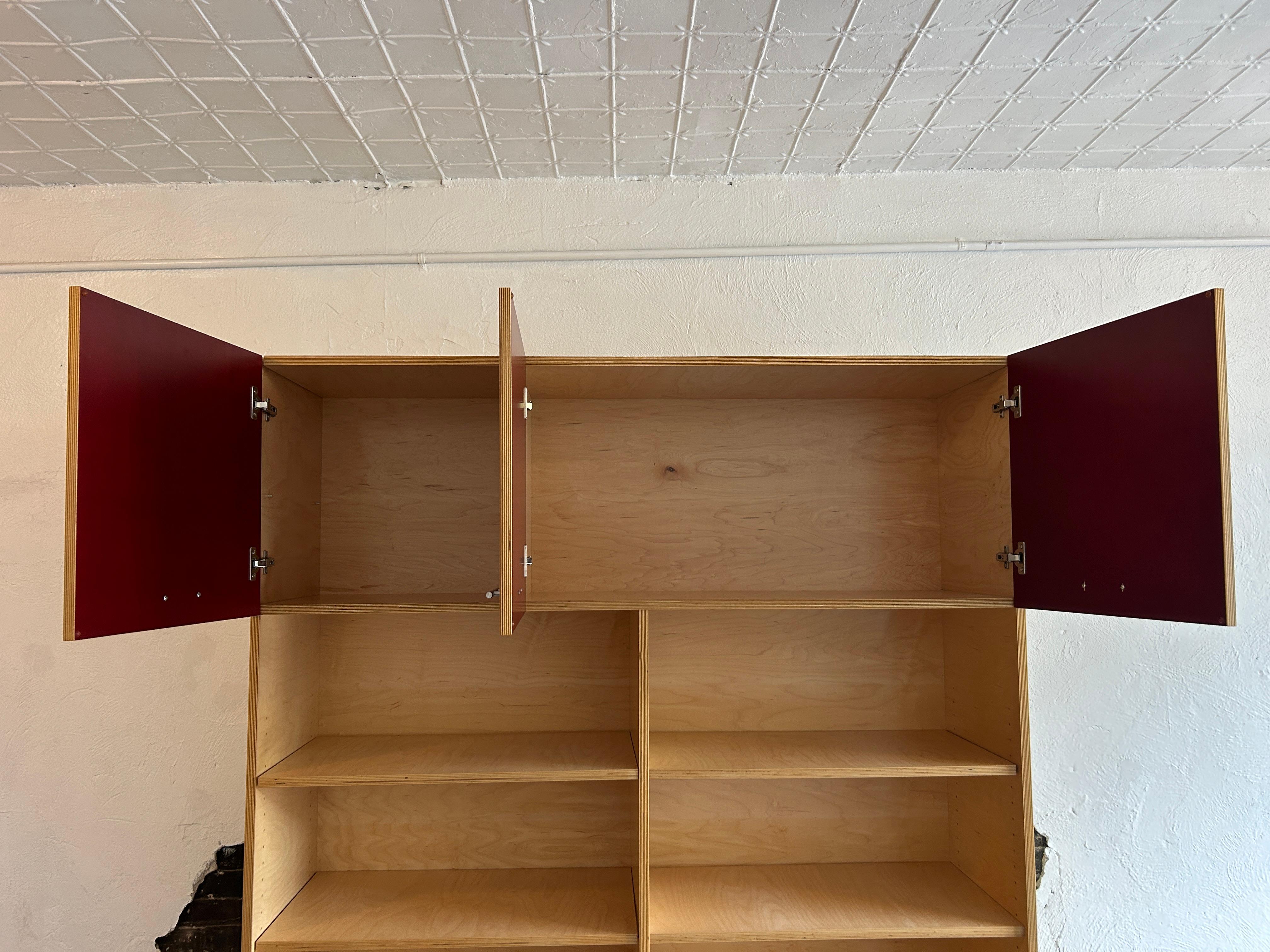 Modern custom high end plywood wall unit dresser credenza upper cabinets shelves For Sale 4