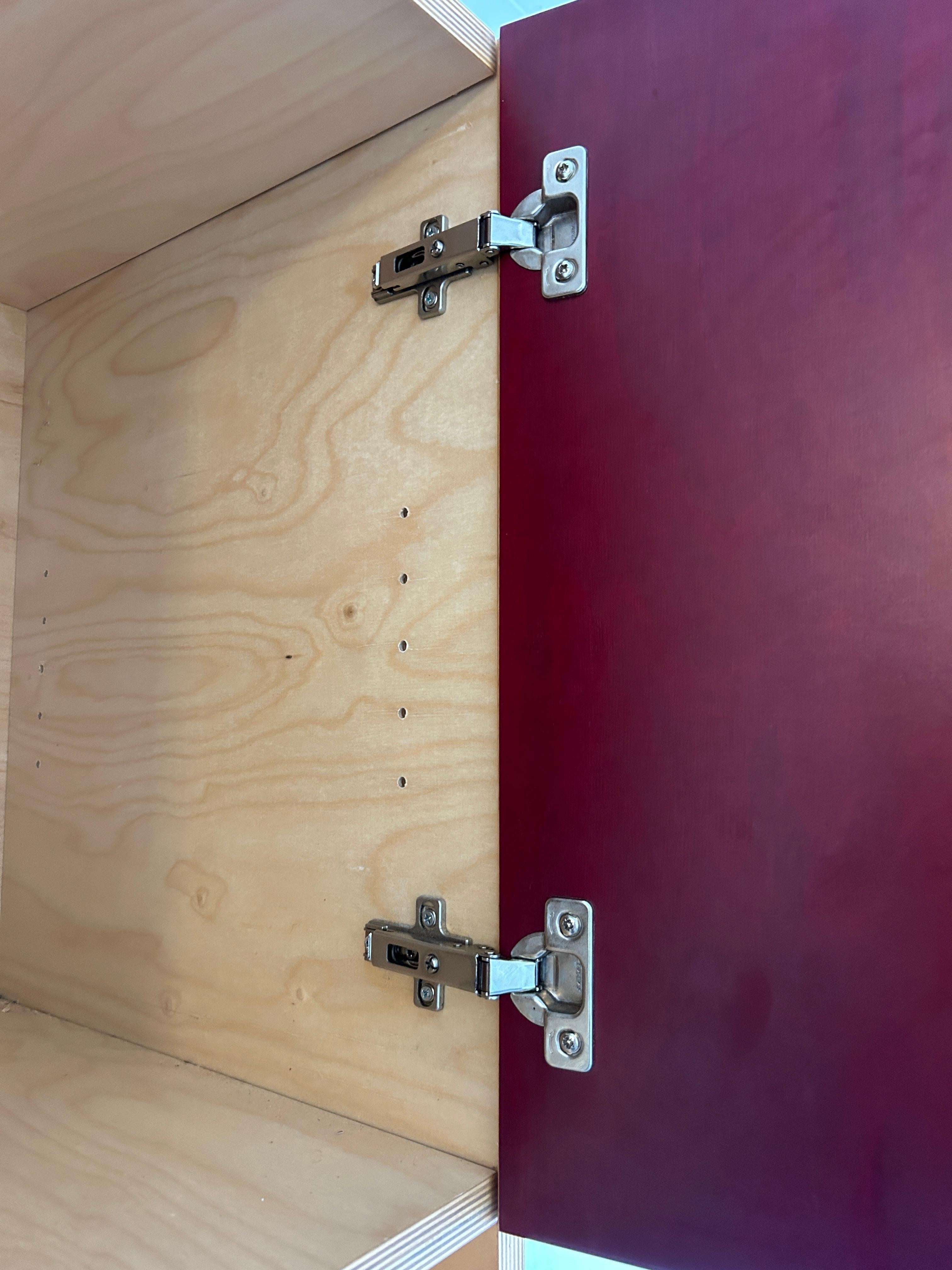 Modern custom high end plywood wall unit dresser credenza upper cabinets shelves For Sale 5