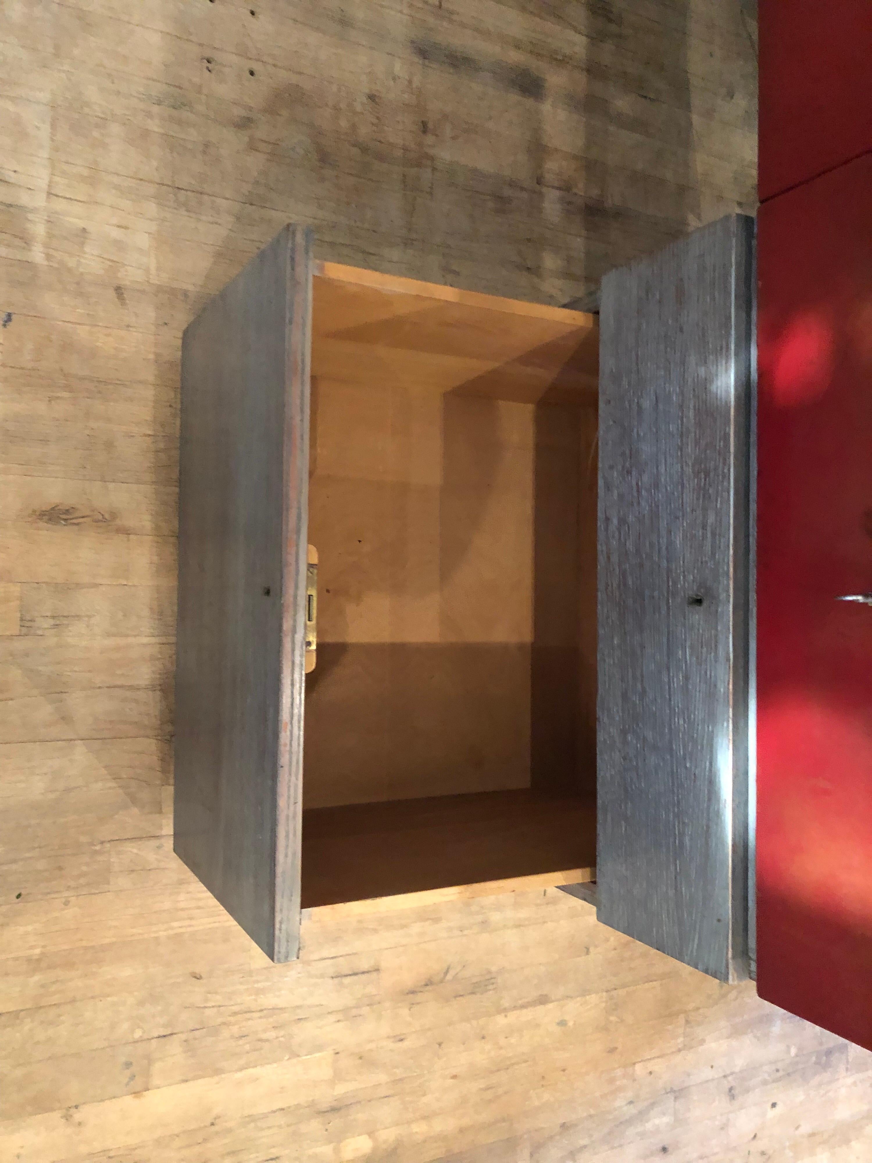 Mid-20th Century Modern Custom Leather and Cerused Oak L-Shaped Desk