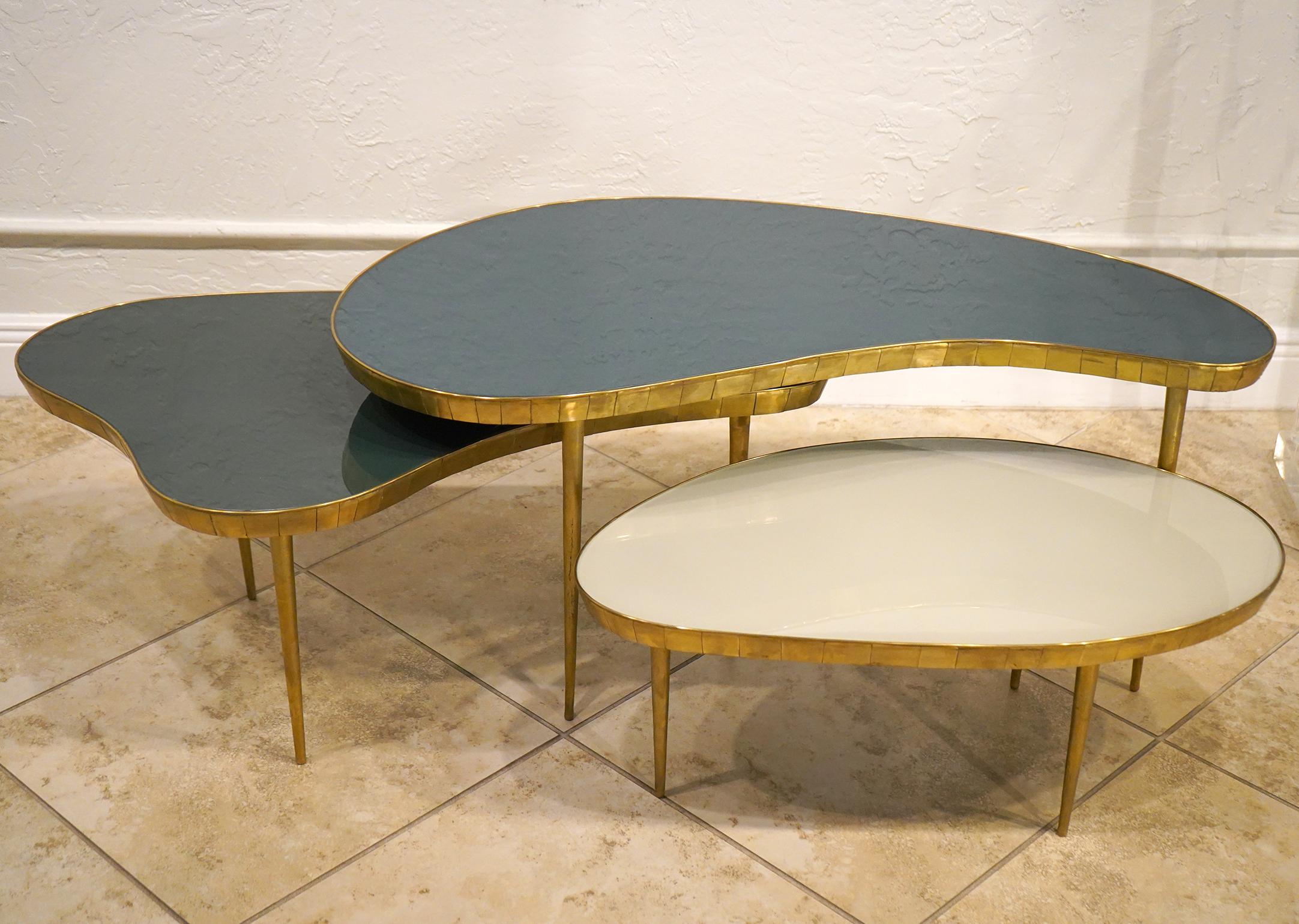 Modern Custom Made Italian Brass and Glass Stacking Tables In Excellent Condition In Ft. Lauderdale, FL