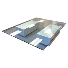 Modern Custom Massive Contemporary Modern Toboccman Glass Coffee Table 73" x 53"