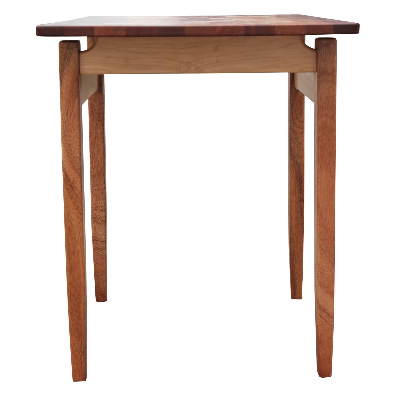 Modern Custom Norm Stoeker Mahogany and Maple Wood inlaid Rectangle Side Table 2