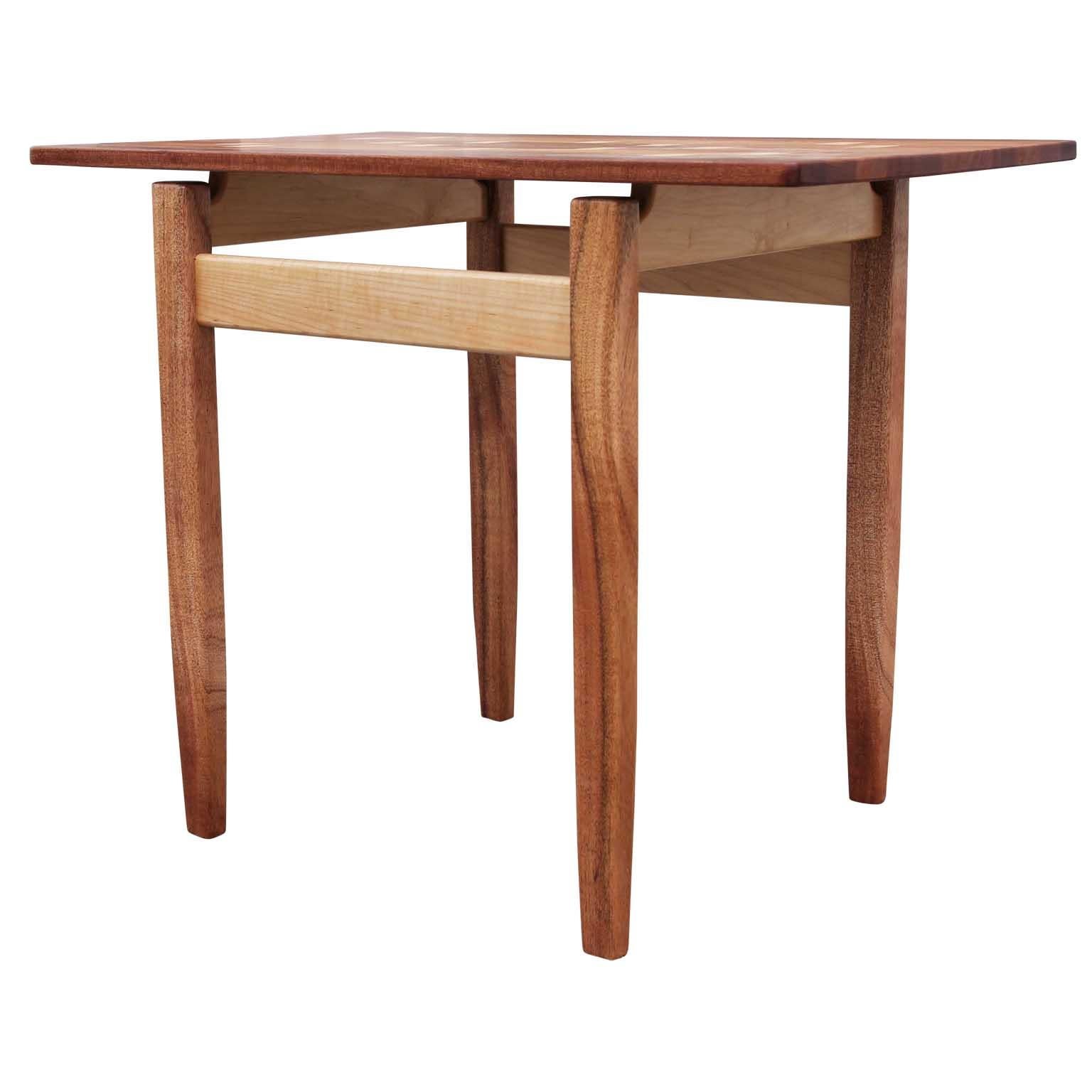 American Modern Custom Norm Stoeker Mahogany and Maple Wood inlaid Rectangle Side Table