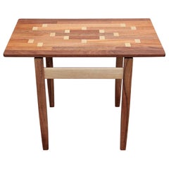 Modern Custom Norm Stoeker Mahogany and Maple Wood inlaid Rectangle Side Table
