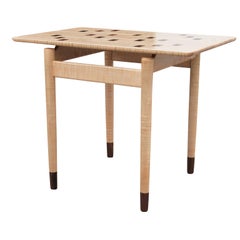 Modern Custom Norm Stoeker Tiger Maple and Walnut Inlaid Rectangular Side Table