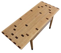 Modern Custom Norm Stoeker Tiger Maple & Walnut Inlaid Rectangular Coffee Table