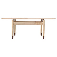Modern Custom Norm Stoeker Tiger Maple & Walnut Inlaid Rectangular Coffee Table