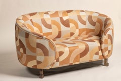 Modern Custom Settee in Linen, Poplar and Cast Bronze, USA 2020