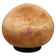 Modern Custom Solid Wood Egg Shaped Swivel Lounge or Slipper Chair