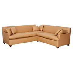 Modern Custom Tan Leather Sectional Sofa