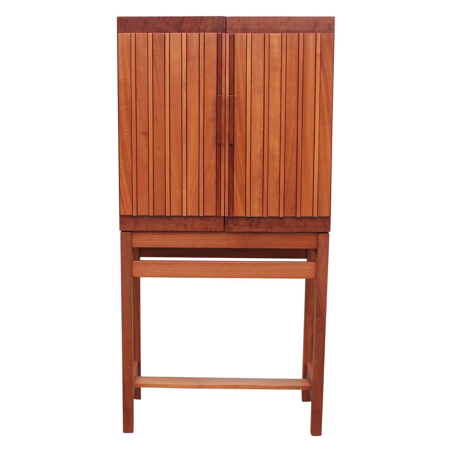 Modern Custom Walnut / Mahogany Standing Bar or Cabinet by Norm Stoeker