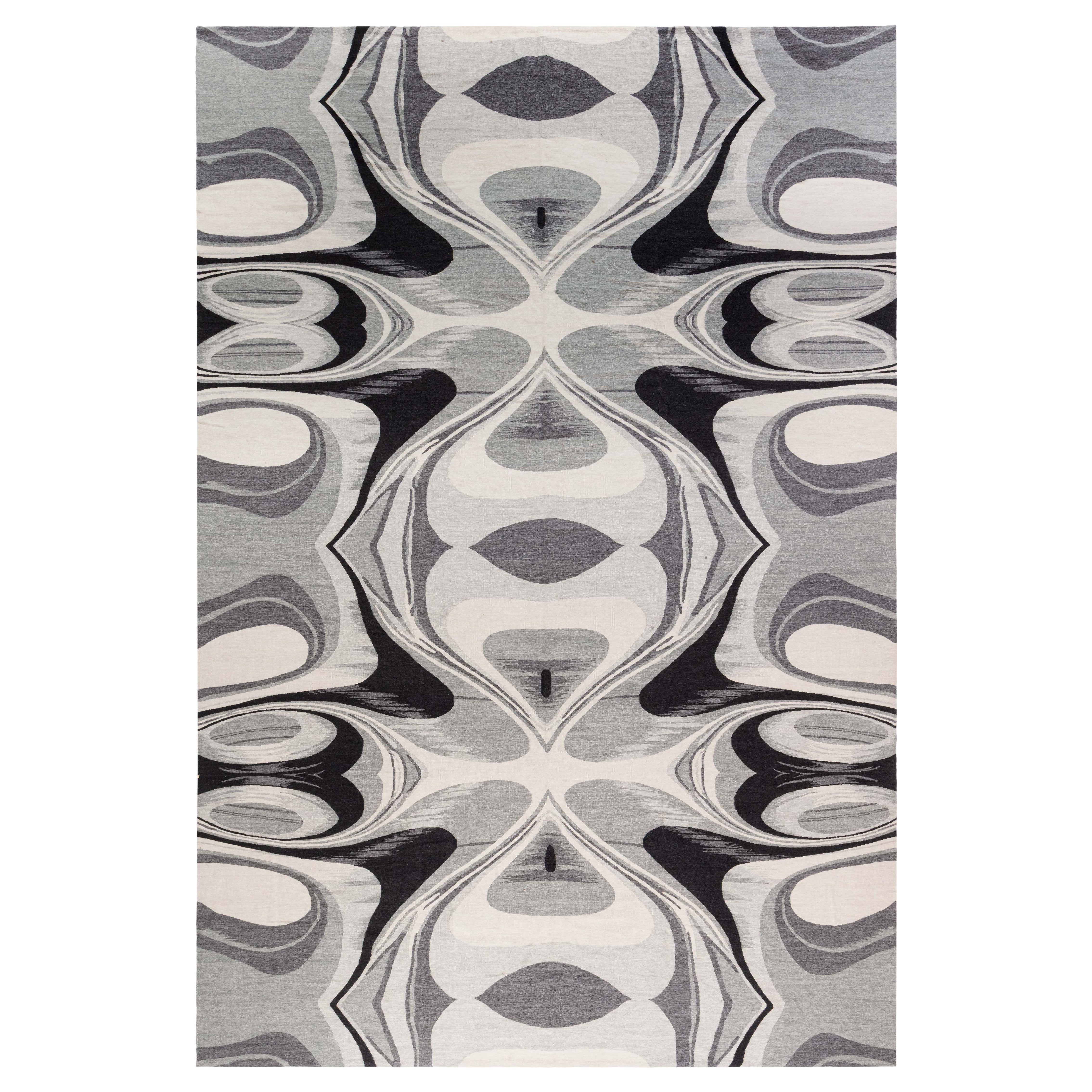 Alfombra plana abstracta "Ciclón" de Doris Leslie Blau en venta