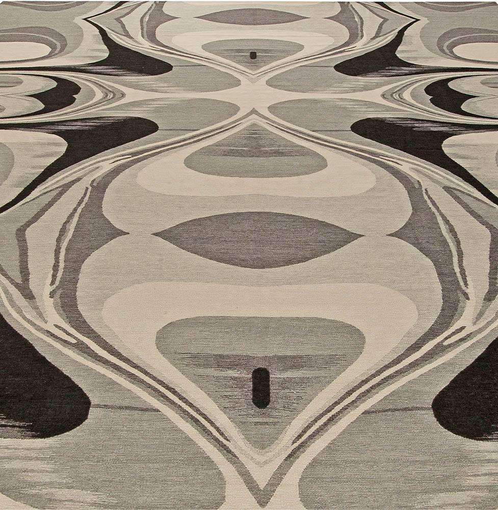 Indian Modern Cyclone Flat-Weave Rug in Beige and Gray by Doris Leslie Blau For Sale