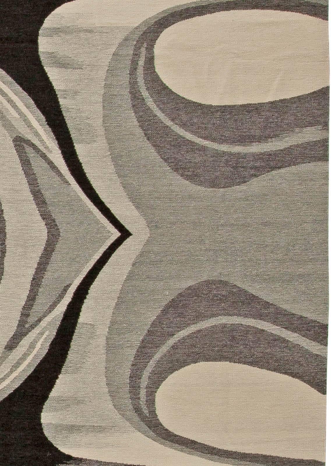 Moderner Flachgewebe-Teppich in Beige und Grau von Doris Leslie Blau (21. Jahrhundert und zeitgenössisch) im Angebot
