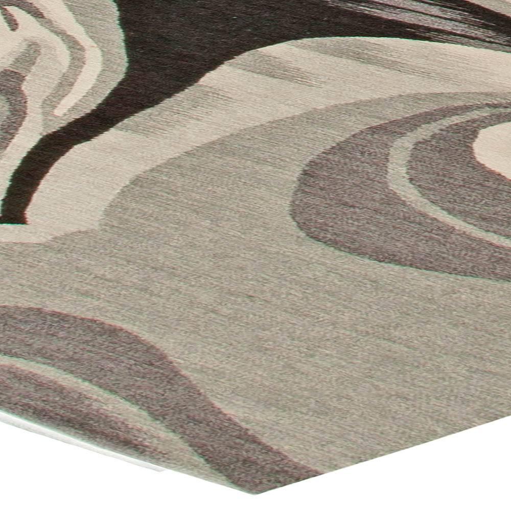 Wool Modern Cyclone Flat-Weave Rug in Beige and Gray by Doris Leslie Blau For Sale