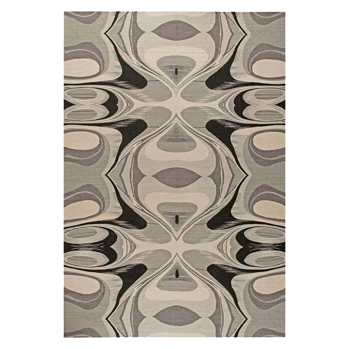 Tapis moderne Cyclone à tissage plat beige et gris de Doris Leslie Blau
