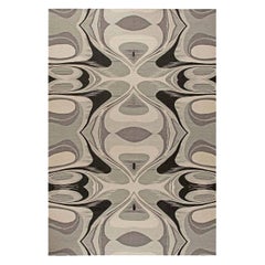 Tappeto moderno Cyclone a trama piatta in beige e grigio di Doris Leslie Blau