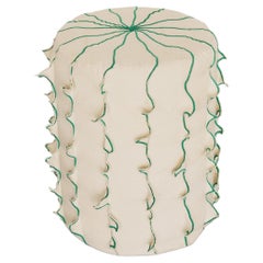 Taburete Cilíndrico Moderno, Algodón Blanco roto con Superficie Biomorfa de Púas, por ESTO