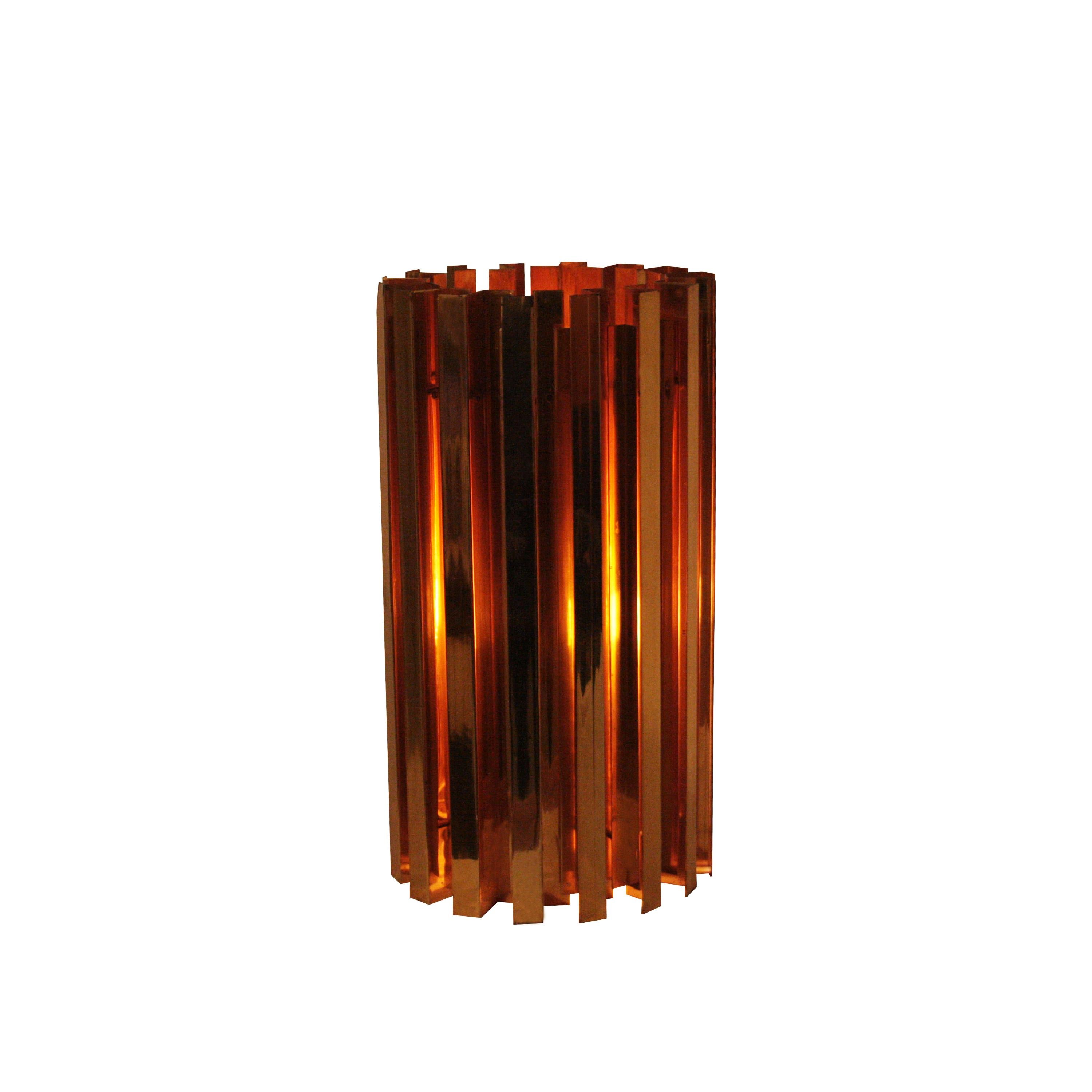 Midcentury Modern Cylindrical Brass Gold Table Floor Lamp. France, 1970 2