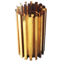 Midcentury Modern Cylindrical Brass Gold Table Floor Lamp. France, 1970