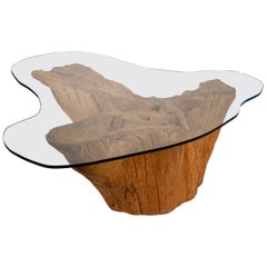 Table basse moderne en forme de tronc de cyprès en sable, design organique de forme libre, années 1970