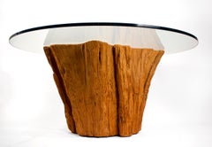 Modern Cypress Tree Trunk Dining Table 1970s Sandblasted Organic Freeform Design