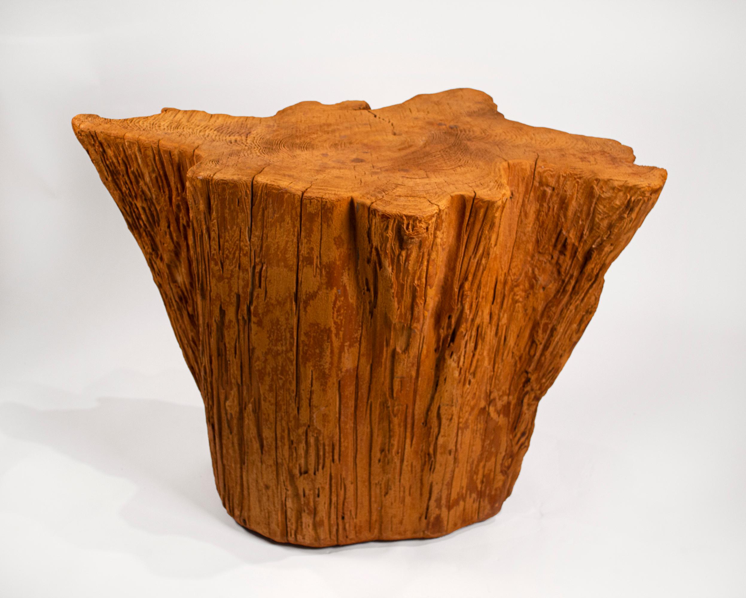 Organic Modern Modern Cypress Tree Trunk Dining Table 1970s Sandblasted Organic Freeform Design