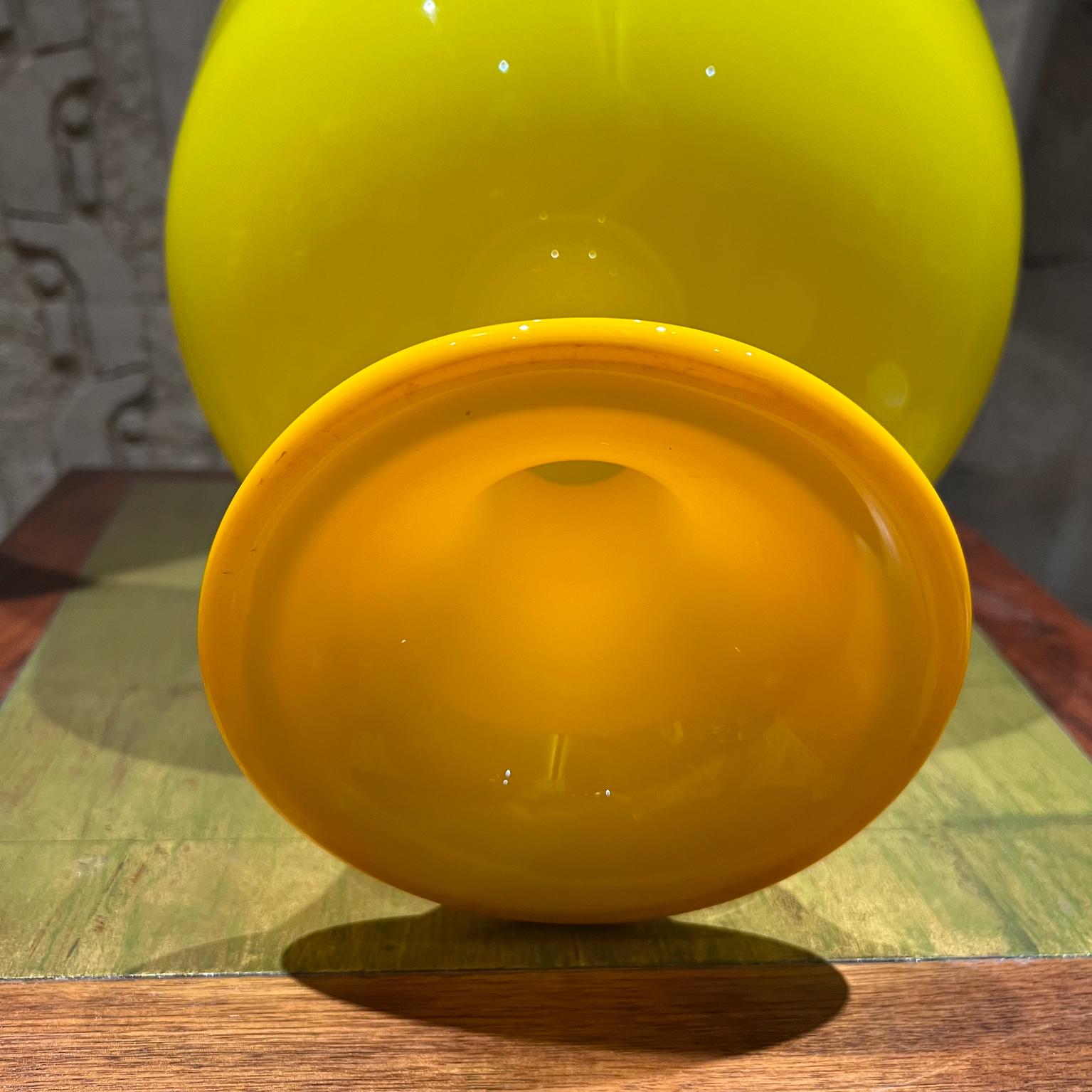 Modern Czech Art Tango Glass Yellow & Green Pedestal Art Bowl For Sale 5
