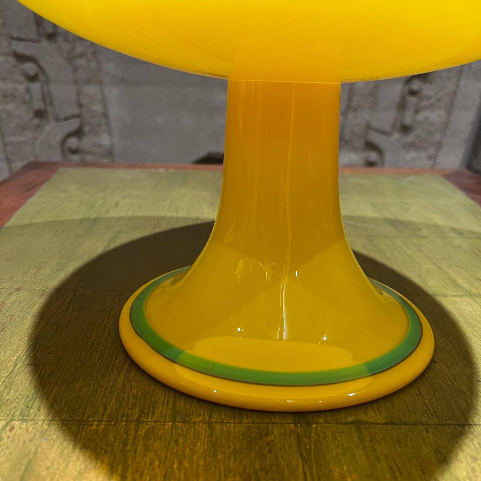 Modern Czech Art Tango Glass Yellow & Green Pedestal Art Bowl For Sale 1