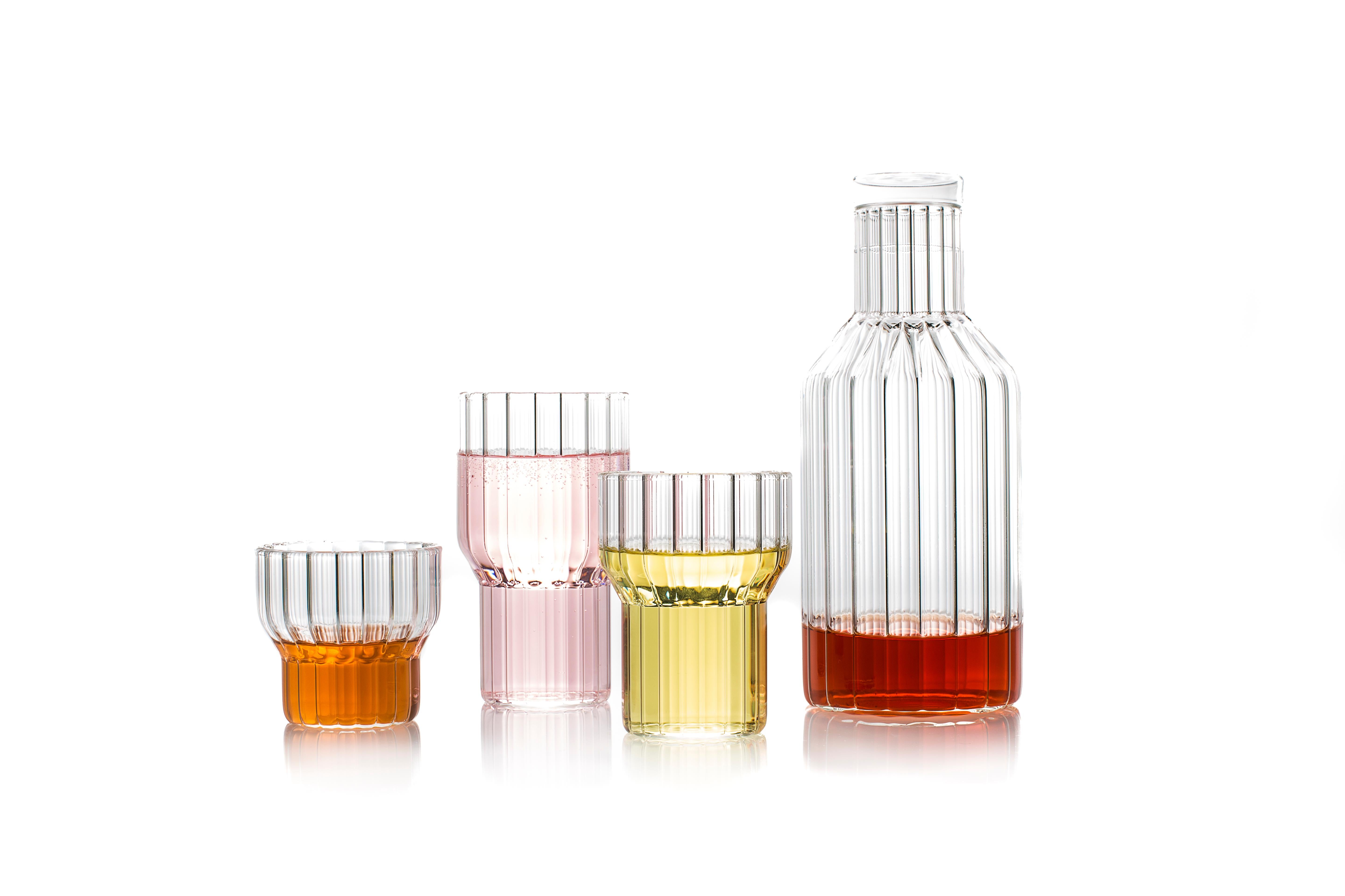 Ceco Fferrone Modern Czech Clear Contemporary Fluted Glass Boyd's Decanter con top in vendita