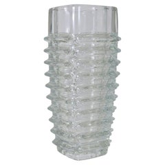 Modern Czech Pressed Glass Vase by Frantisek Vizner for Sklo Union Rosice, 1963