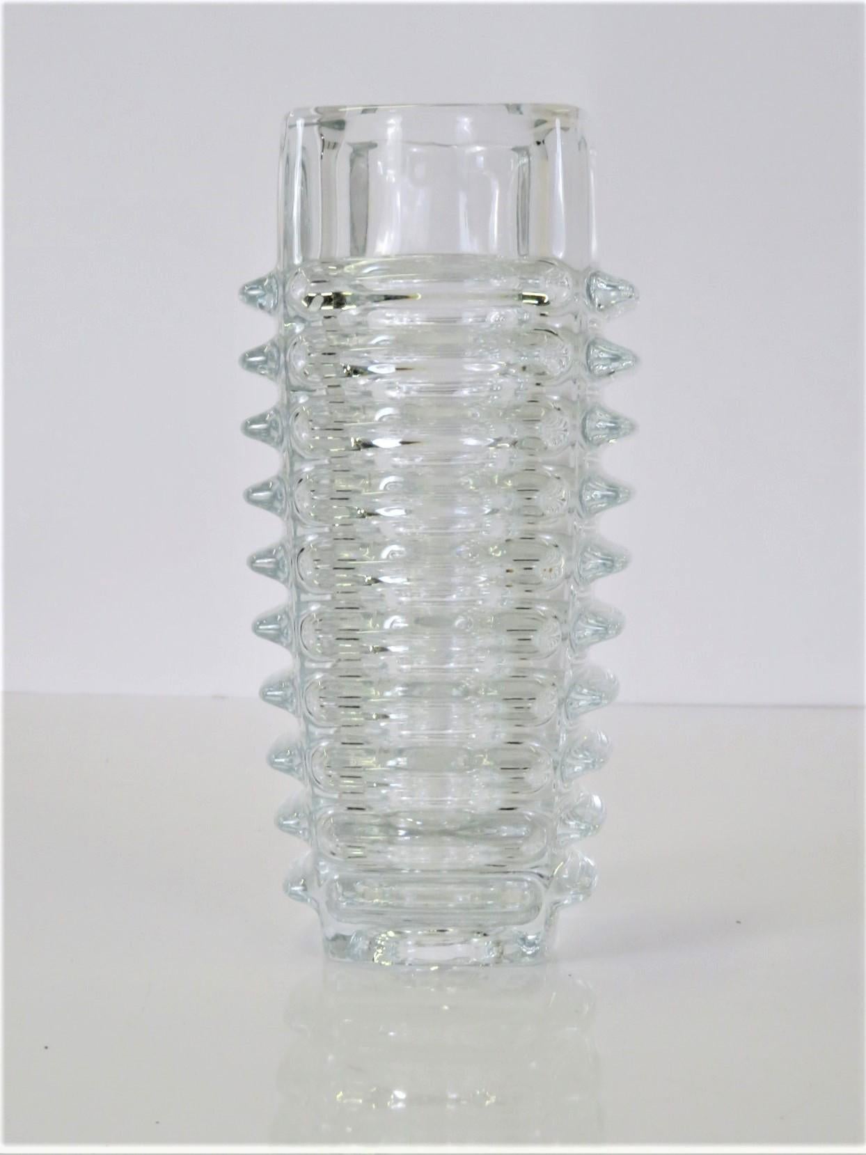 Mid-Century Modern Modern Czech Pressed Glass Vase by Frantisek Vizner for Sklo Union Rosice, 1963
