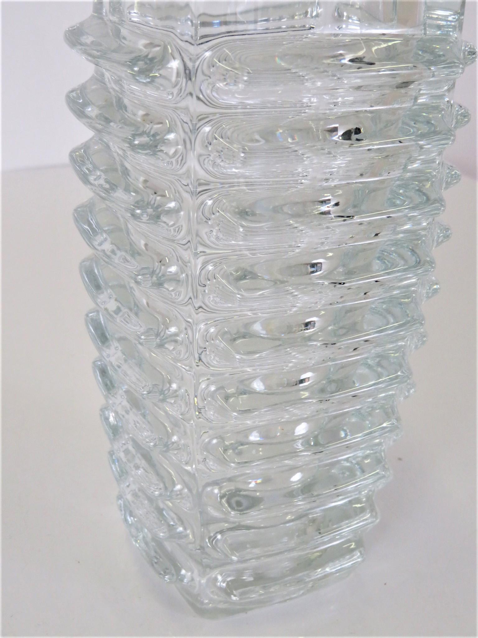 Modern Czech Pressed Glass Vase by Frantisek Vizner for Sklo Union Rosice, 1963 1