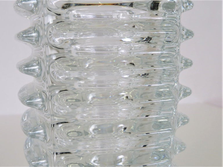 Modern Czech Pressed Glass Vase by Frantisek Vizner for Sklo Union Rosice, 1963 For Sale 2