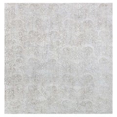 Modern Damask Gray With Taupe Silk Carpet "Fernlight" by Doris Leslie Blau