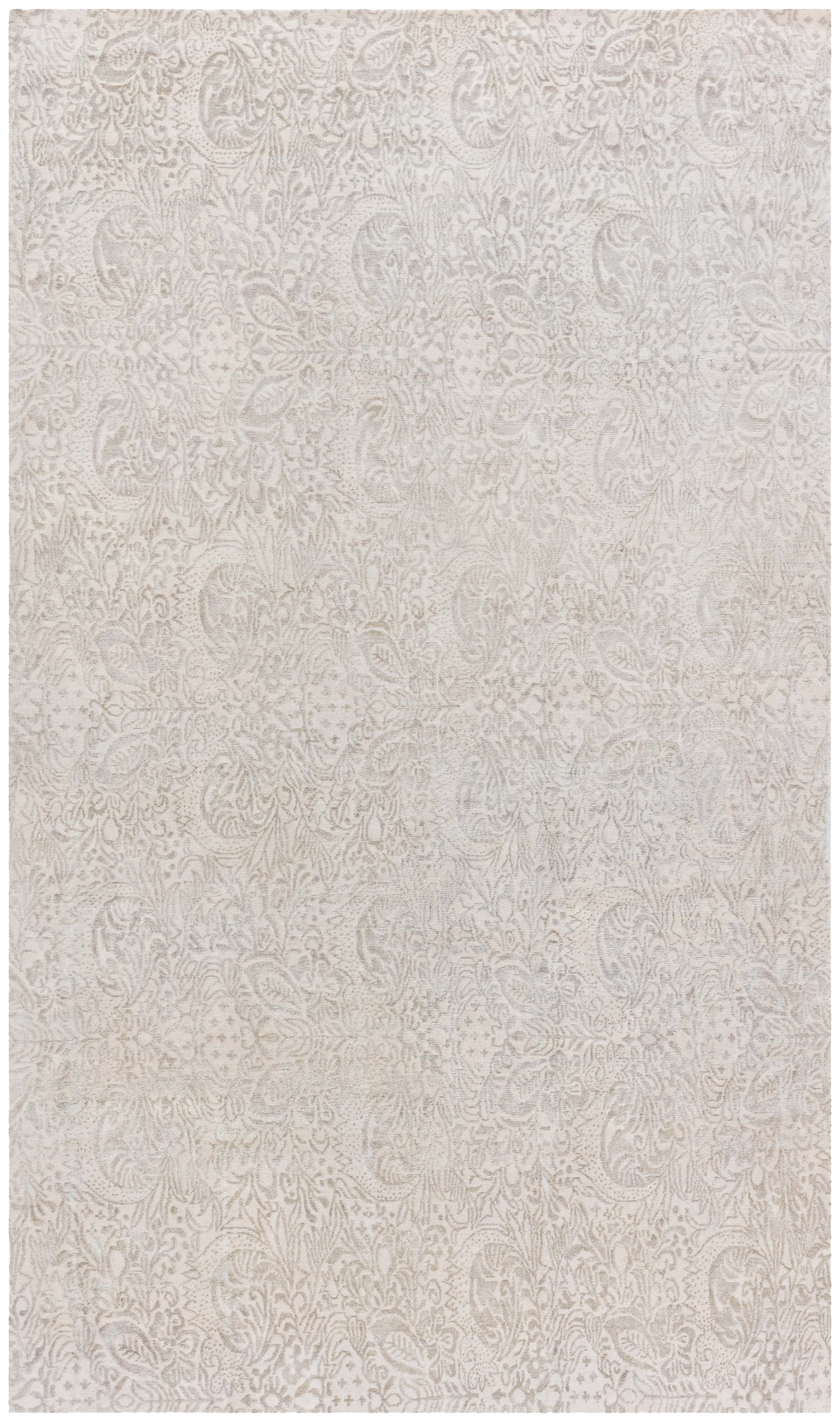 Moderner handgefertigter Seidenteppich aus Damast in Hellbeige von Doris Leslie Blau