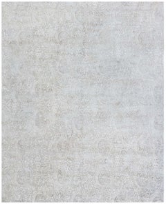 Modern Damask Light Gray With Taupe Silk Rug "Silhouette" by Doris Leslie Blau