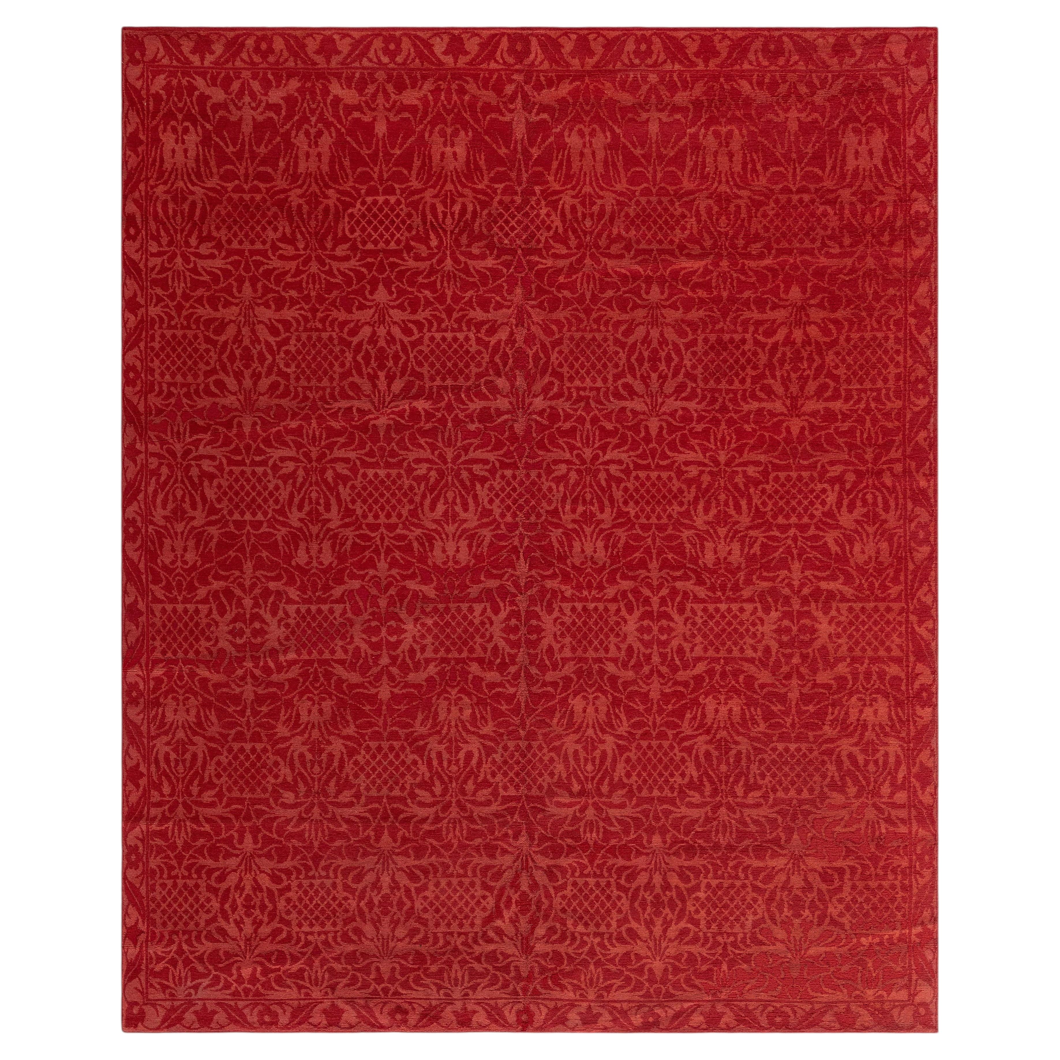 Modern Damask Vine And Floral Brown Carpet "Rubivine" by Doris Leslie Blau For Sale
