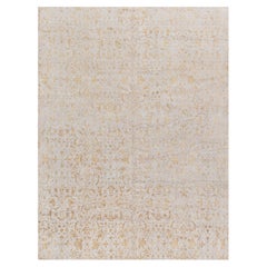 Modern Damask -Vine Soft Beige With Gray Silk Rug "Ornata" by Doris Leslie Blau