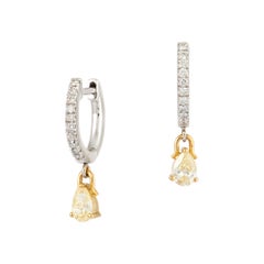 Modern Dangle White Yellow Gold 18K Earrings Diamond for Her