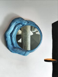 Modern Daniele Papuli Dilmos Handmade Round Mirror Paper Effect Lacquered