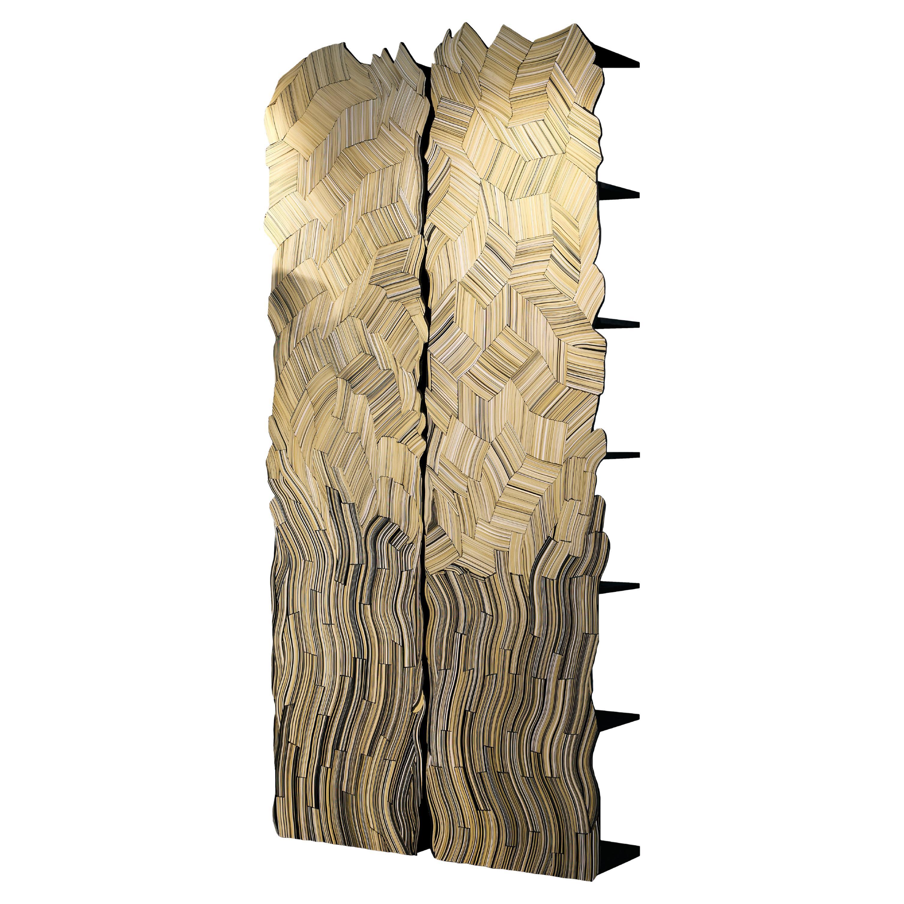 Modern Daniele Papuli Dilmos Vertical Wallmounted Bookcase Handmade Paper Shelf