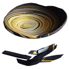 Modern Daniele Papuli for Dilmos Round Plate Bowl Hand-Cut Paper Yellow Black 