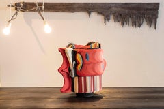 Modern Daniele Papuli per Dilmos Vaso Scultura Unico Fatto a Mano Carta Colorata