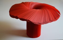 Moderne Daniele Papuli pour Dilmos Vase Papier Rouge Sculpture Artisanale