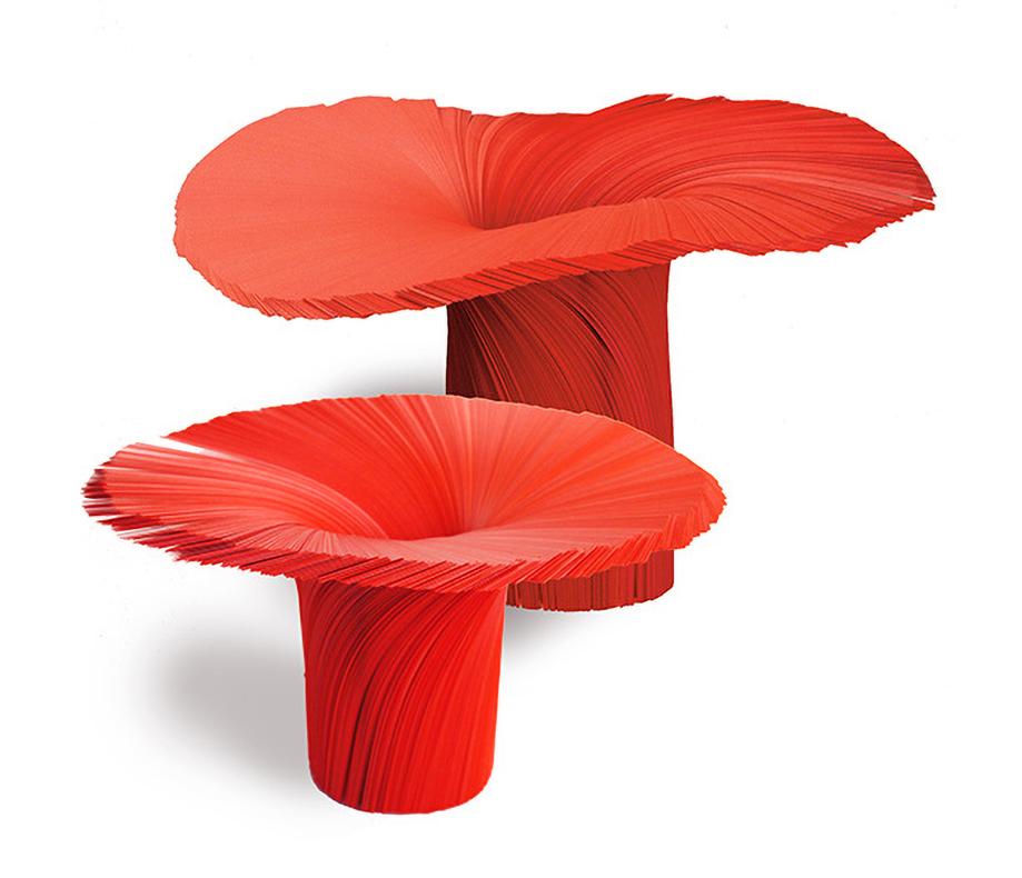 Contemporary Modern Daniele Papuli for Dilmos Vase Vinyl Red Sculpture Handcrafted For Sale