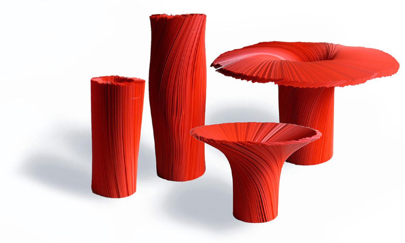 XXIe siècle et contemporain Vase moderne Daniele Papuli pour Dilmos Sculpture en vinyle rouge, fabriquée à la main en vente